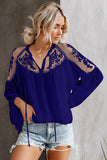 Blue Gray Formal Invitation Lace Blouse