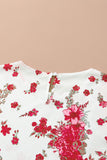 Round Neck Bishop Sleeves Floral Blouse