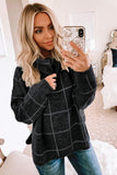 Beige Grid Pattern Turtleneck Sweater