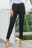 Elastic Waistband Drawstring Denim Pants
