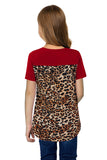 V Neck Leopard Splicing Kid Tee