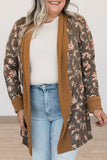 Floral Patchwork Knitted Plus Size Cardigan