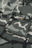 Camouflage Cinched Zipper Snaps Hooded Vest