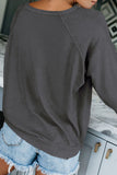 Solid Crew Neck Pullover Sweatshirt