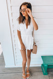 Lace Deep V Neck Romper with Pocket