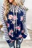 Stripes Floral Pullover Hoodie