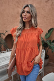 Dusty Pink Polka Dot Babydoll Style Flutter Sleeve Top