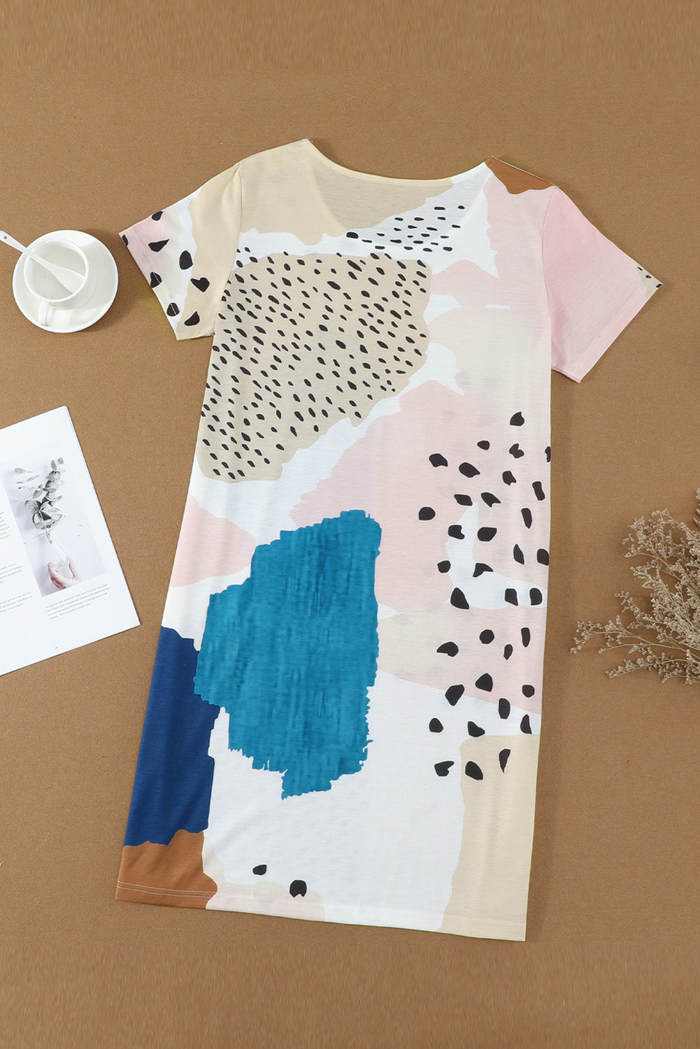 Leopard Splicing Color Block Mini Dress
