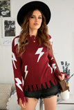 Distressed Knit Bolt Sweater
