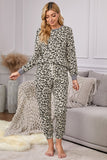 Beige Leopard Print Loungewear Set