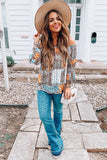 Boho Mixed Floral Print Flutter Sleeve Off Shoulder Blouse