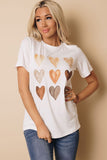 Heart Print O-Neck T-shirt
