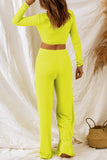 Cut Out Knotted Long Sleeve Wide Leg Jumpsuit