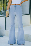 High Waist Pockets Bell Jeans