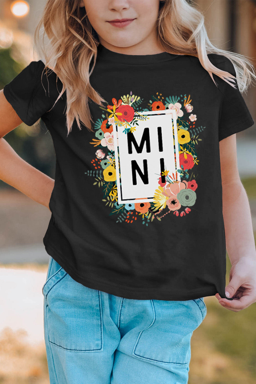 Mothers Day Gift Floral Print Matching Kids T Shirt