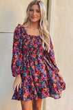 Floral Puff Sleeve Smocked Dress