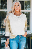 Block Buttoned Henley Top