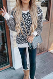 Leopard Printed Long Sleeve Contrast Trim Sweatshirt