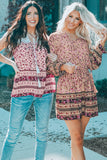 Floral Printed Eyelet Tassel Top