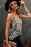 Snake Print V Neck Spaghetti Strap Tank Top