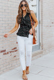 Floral Print Belted Ruffled V Neck Sleeveless Top