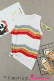 Crew Neck Colorblock Stripes Tank Top