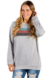 Dark Gray Contrast Stripes Pullover Sweatshirt