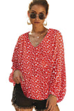 Boho Print Balloon Sleeve Blouse