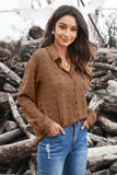 Long Sleeve Button Fuzzy Polka Dot Shirt