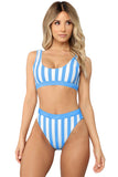 Athletic Striped Tank High Waist Bikini
