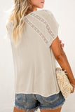 Crochet Eyelet Short Sleeves Top