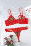 Floral Embroidery Lace Bralette Set