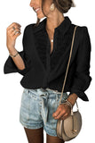 Floral Lace Hollow-out Splicing Crinkled Shirt