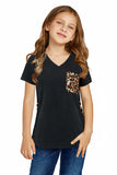 V Neck Leopard Splicing Kid Tee