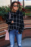 Beige Grid Pattern Turtleneck Sweater