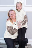 Beige Leopard Print Colorblock Kid's Hoodie
