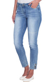 Button Detail Light Blue Wash Skinny Jeans
