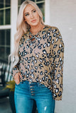 Leopard Crisscross V Neck Leopard Long Sleeve Tops