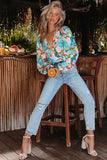 Floral Print Wrap Long Sleeve Bodysuit