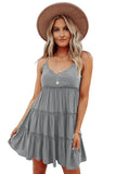Spaghetti Straps Ruched Ruffled Mini Dress