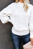Housewarming Cable Knit Balloon Sleeve Sweater