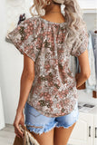 V-neck Short Sleeve Fashion Print Fantasy Fluttering Blouse