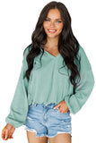Loose Fit Ribbed V Neck Hoodie