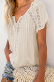Crochet Eyelet Short Sleeves Top