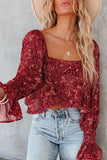 Square Neck Floral Crop Blouse