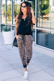 Brown Leopard Cotton Pocketed Joggers