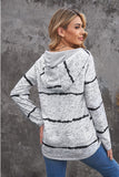 Tie-dye Stripe Button Drawstring Hoodie