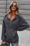 Quilted Patch Half Zipper Sweatshirt