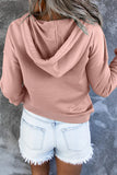 Pink Snap Button Pullover Hoodie with Pocket