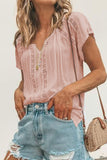 Crochet Eyelet Short Sleeves Top
